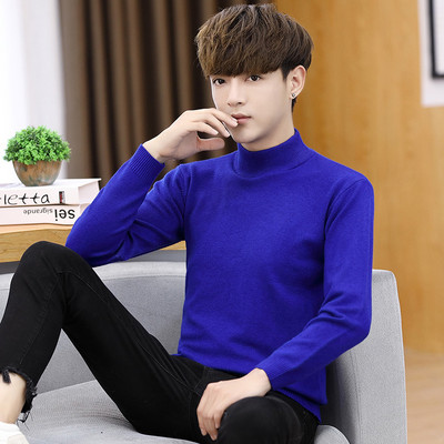 Vīriešu pulovers vienkrāsainā modelī ar polo apkakli