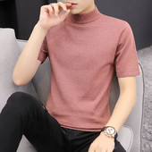 Εφαρμοσμένο ανδρικό πουλόβερ με γιακά πόλο και κοντό μανίκι