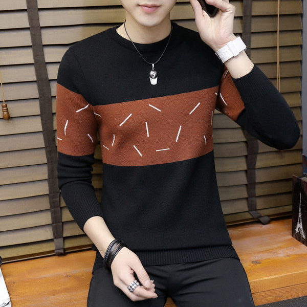 Κομψό ανδρικό χειμωνιάτικο πουλόβερ με λαιμόκοψη Ο