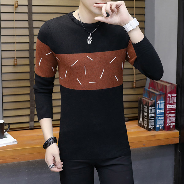 Κομψό ανδρικό χειμωνιάτικο πουλόβερ με λαιμόκοψη Ο