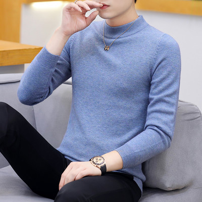 Pieguļošs vīriešu polo džemperis ar kakla izgriezumu