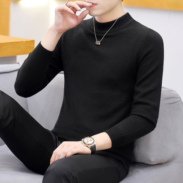 Pieguļošs vīriešu polo džemperis ar kakla izgriezumu