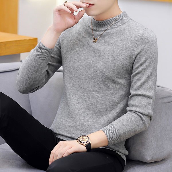 Pieguļošs vīriešu polo džemperis ar kakla izgriezumu