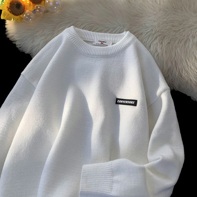 Φαρδύ πλεκτό πουλόβερ με οβάλ λαιμόκοψη