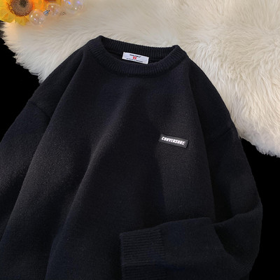 Φαρδύ πλεκτό πουλόβερ με οβάλ λαιμόκοψη