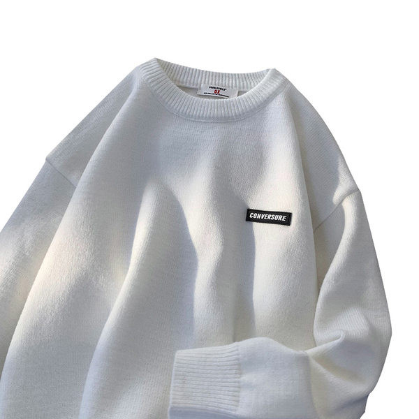 Φαρδύ πλεκτό πουλόβερ με οβάλ λαιμόκοψη