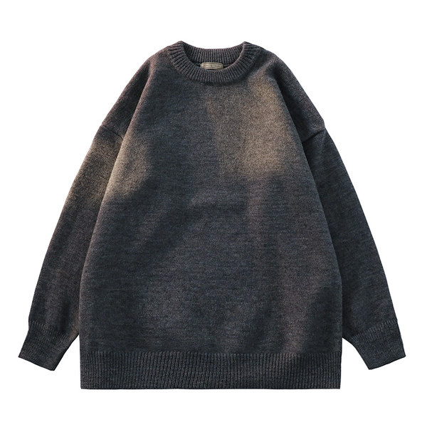 Vienkrāsains ovāla kakla ziemas džemperis vīriešiem