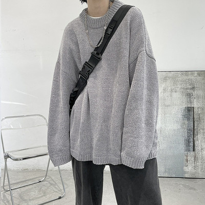 Vīriešu vienkrāsains džemperis plats raksts