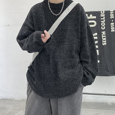 Vīriešu vienkrāsains džemperis plats raksts