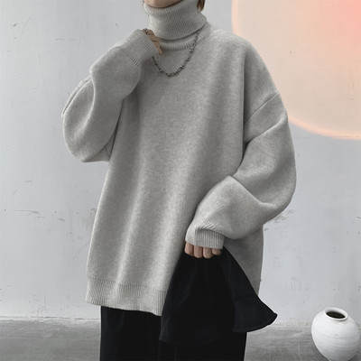 Ανδρικό μονόχρωμο πουλόβερ με γιακά Polo