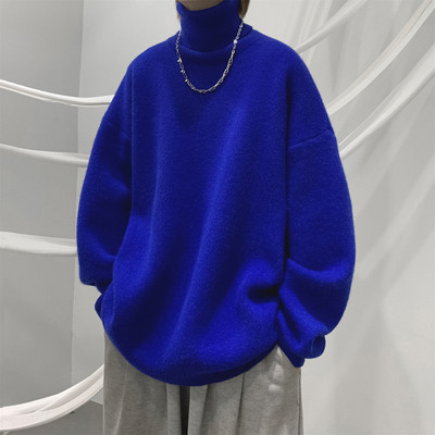 Ανδρικό μονόχρωμο πουλόβερ με γιακά Polo