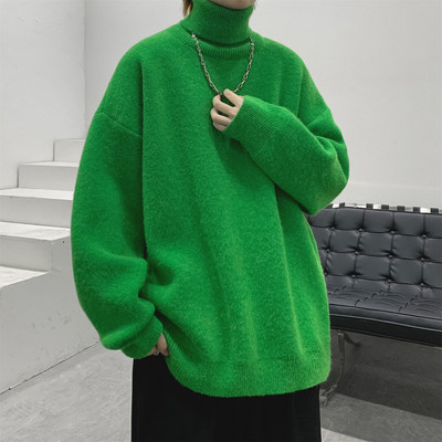 Ανδρικό μονόχρωμο πουλόβερ με γιακά Polo