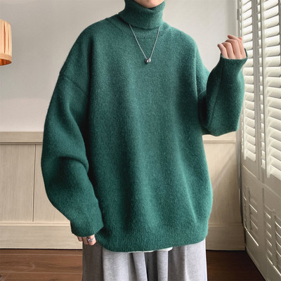 Ανδρικό μονόχρωμο πουλόβερ με γιακά Polo