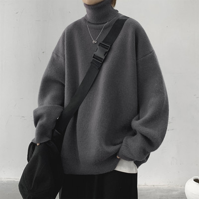 Ανδρικό μονόχρωμο πουλόβερ με γιακά Polo