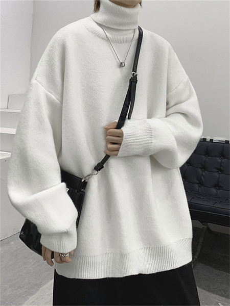 Ανδρικό μονόχρωμο πουλόβερ με γιακά Polo