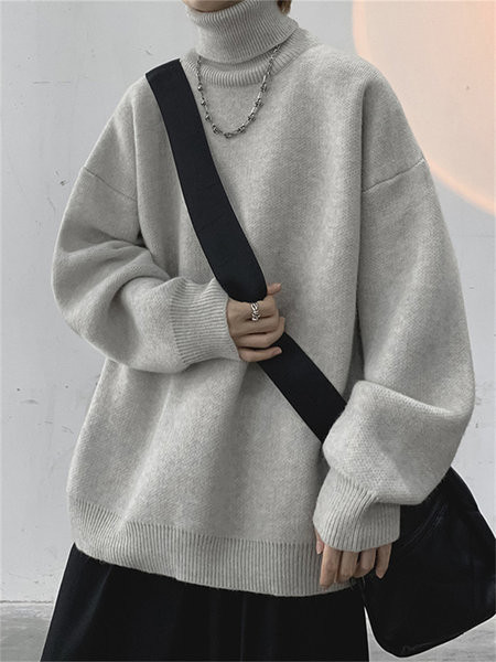 Ανδρικό μονόχρωμο πουλόβερ με γιακά Polo