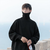 Vīriešu vienkrāsains džemperis ar polo apkakli