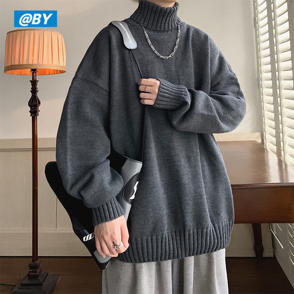 Široki muški pulover s polo ovratnikom