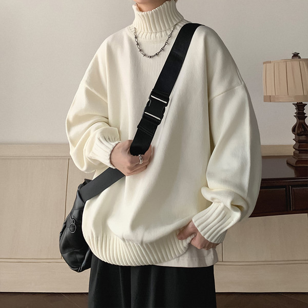 Široki muški pulover s polo ovratnikom