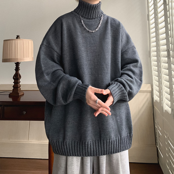 Široki muški pulover s polo ovratnikom