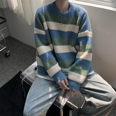 Vīriešu svītraina džempera plats raksts