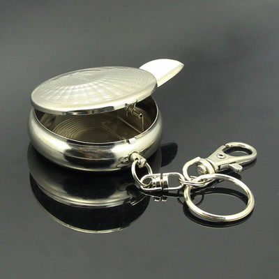 1 kom. Mini pepeljara za cigarete s privjeskom za ključeve Pribor za pušenje od nehrđajućeg čelika Prijenosni okrugli srebrni pribor za cigarete