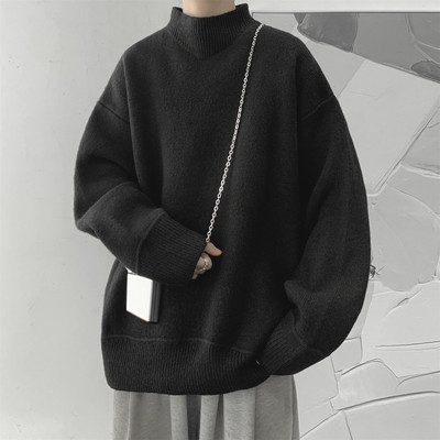 Vienkrāsains vīriešu džemperis ar polo apkakli