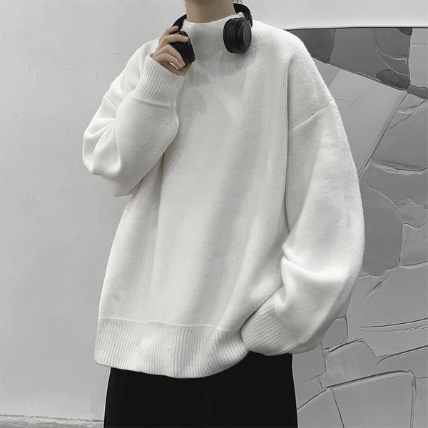 Vienkrāsains vīriešu džemperis ar polo apkakli