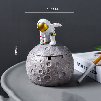 Пепелник от смола Северна декорация на дома Пепелници Творчески астронавт Занаяти Кутия за съхранение Подарък за гадже Пепелник за пури с капак