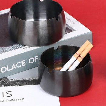 Удебелен метален пепелник с покритие от неръждаема стомана Ветроустойчив и устойчив на падане пепелник