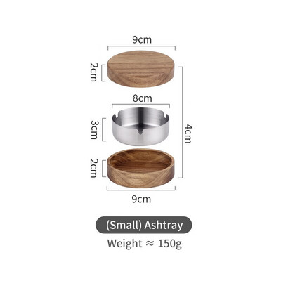 Riešutmedžio peleninės su dangteliu uždengtu vėjui atspariu peleniniu su nerūdijančio plieno pamušalu Vidaus lauko pelenų padėklai Namų darbo stalo priedai