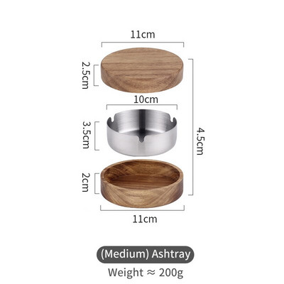 Riešutmedžio peleninės su dangteliu uždengtu vėjui atspariu peleniniu su nerūdijančio plieno pamušalu Vidaus lauko pelenų padėklai Namų darbo stalo priedai