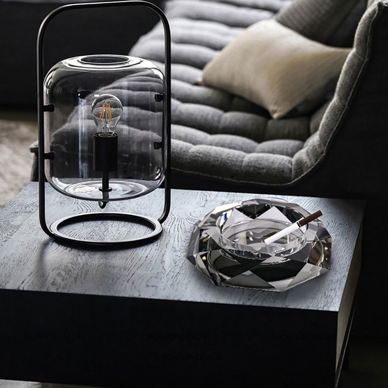 Krištolinio stiklo peleninė, nešiojama buitinė cigarų laikiklis Peleninė Kūrybinis biuro stalas Svetainės apdaila Rūkymo priedai