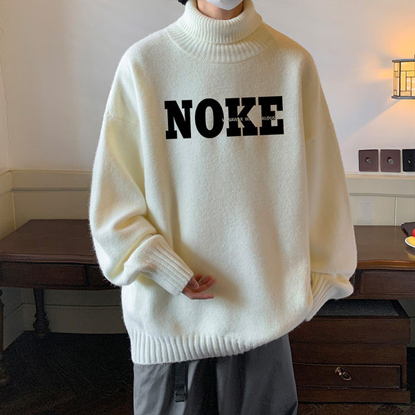 Ziemas vīriešu džemperis ar polo apkakli un uzrakstu