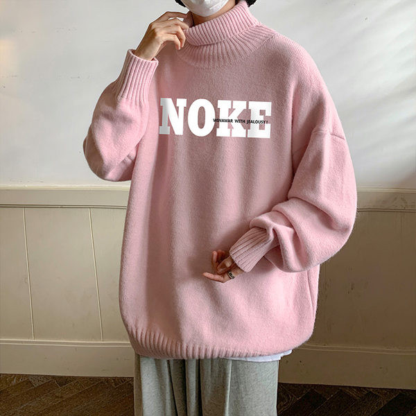 Ziemas vīriešu džemperis ar polo apkakli un uzrakstu