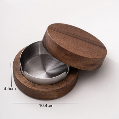 Creative valriekstu koka pelnu trauks pelnu paplāte mājas darbvirsma apaļa kvēpu konteinera dekorēšana Pārnēsājami pelnu trauki ar vāku Sadzīves priekšmeti