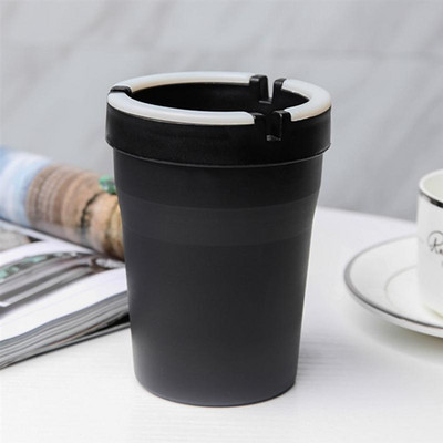 Kvēlojošs nakts gaismas auto pelnu trauks, automātiskais cigarešu pelnu turētājs automašīnas aksesuāri (melns)