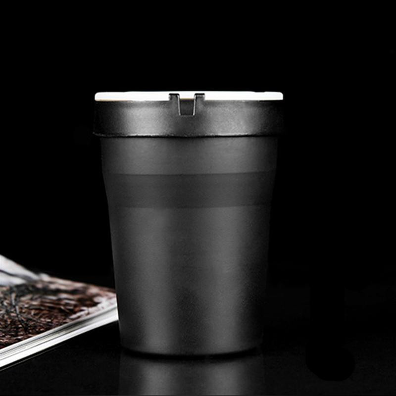 Kvēlojošs nakts gaismas auto pelnu trauks, automātiskais cigarešu pelnu turētājs automašīnas aksesuāri (melns)