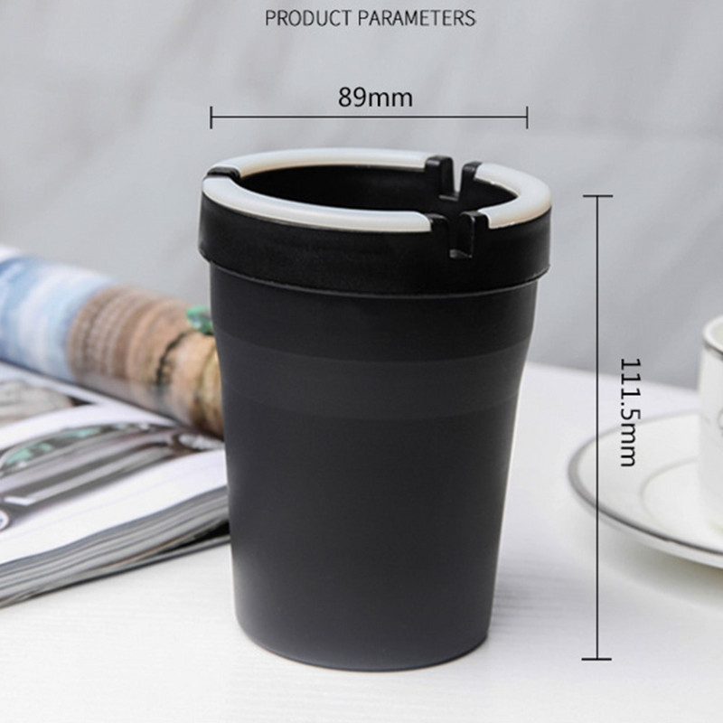 Kvēlojošs nakts gaismas auto pelnu trauks, automātiskais cigarešu pelnu turētājs automašīnas aksesuāri (melns)