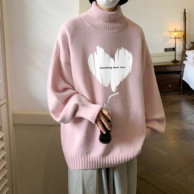 Ανδρικό φαρδύ πουλόβερ μοντέλο με γιακά και στάμπα πόλο