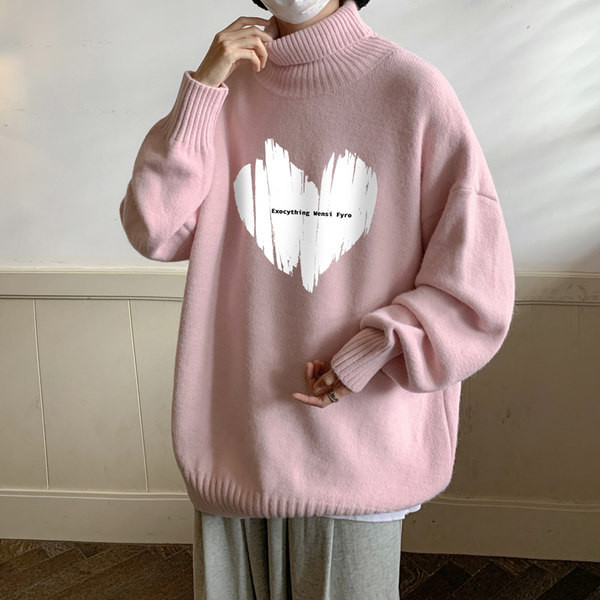 Ανδρικό φαρδύ πουλόβερ μοντέλο με γιακά και στάμπα πόλο