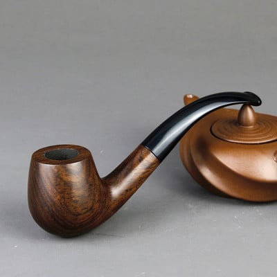 Top Grade Ebony Wood Pipe 9mm Filter Tobacco Pipe Handmade Smoking Pipe Vintage Bent Smoke Pipe Accessory