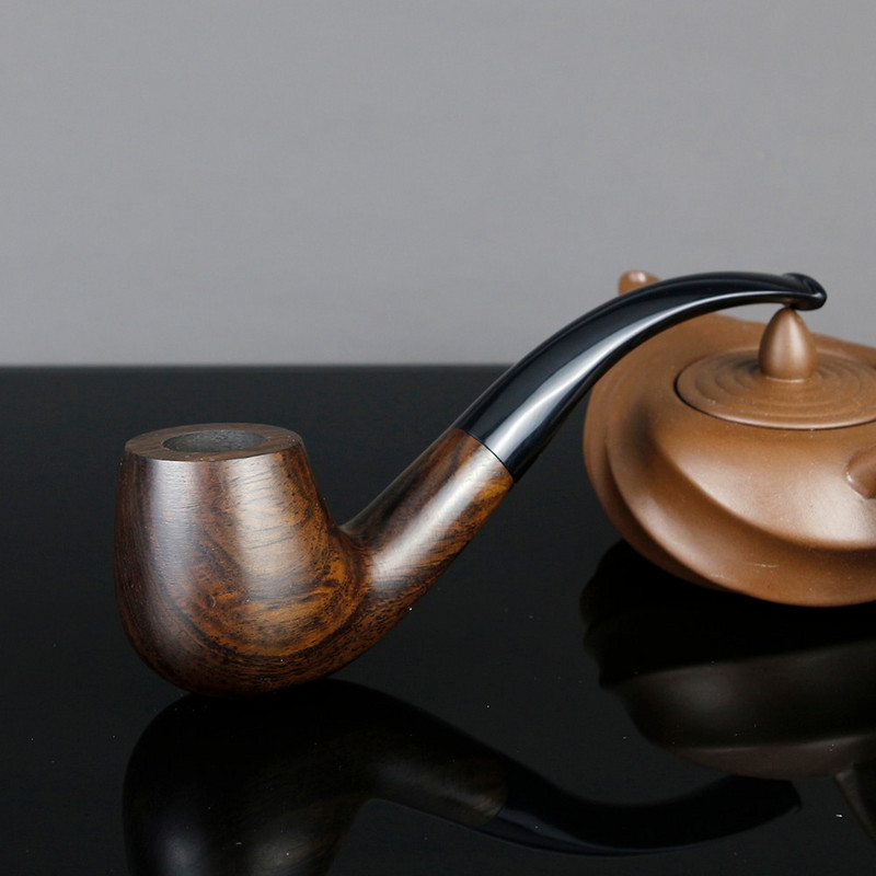 Augstākās kvalitātes melnkoka koka caurule 9 mm filtrētā tabakas pīpe ar rokām gatavota smēķēšanas caurule Vintage liekta dūmu caurule