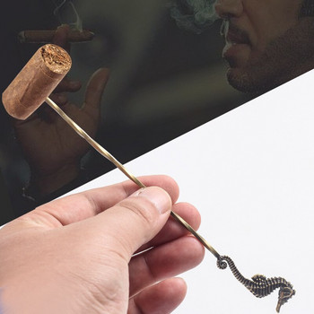 Ретро месингова пура Pass Needle Cigar Smoker Portable Dredge Drilled Creative Perfect Cigar Draw Needle Pura Tool