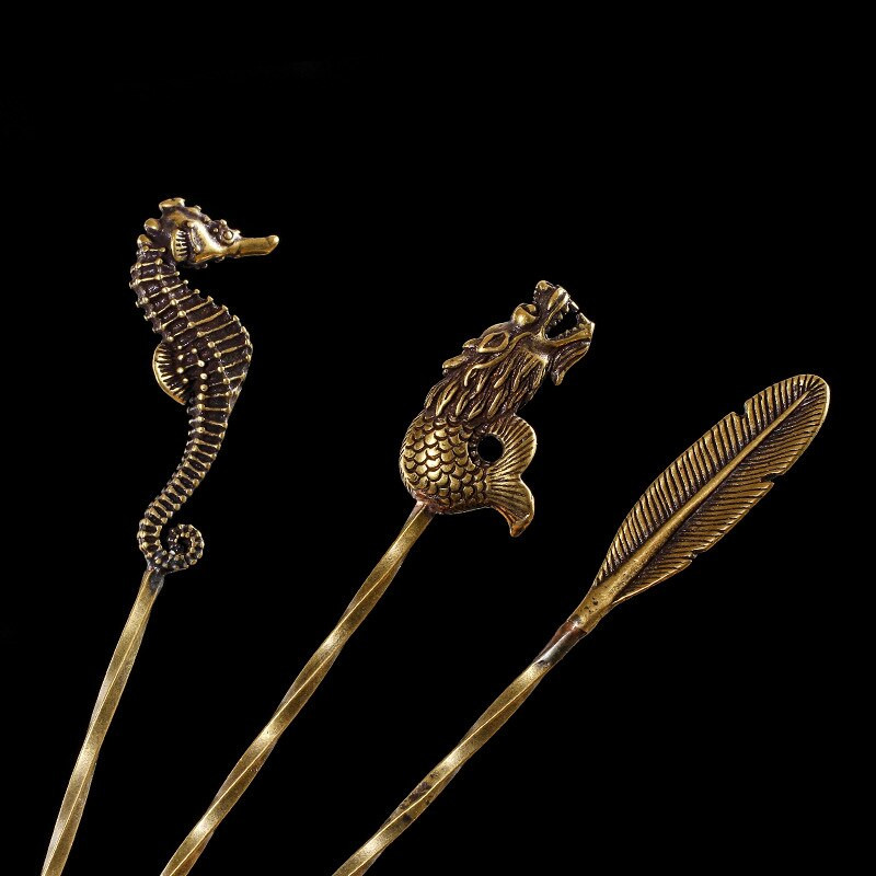 Retro messingist sigari passi nõelaga sigarisuitsetaja kaasaskantav tragiga puuritud Creative Perfect Cigar Draw nõela sigari tööriist