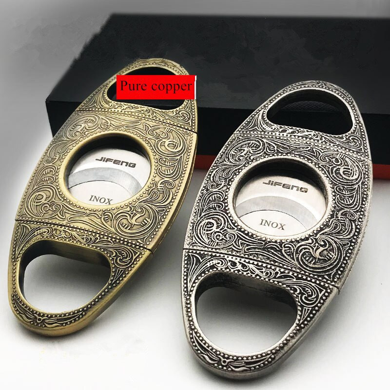 Αξεσουάρ κοπής ψαλίδι για πούρα από καθαρό χαλκό με κουτί δώρου Διπλές λεπίδες Craving Pocket Μπρονζέ Πούρα Μαχαίρι κοπής