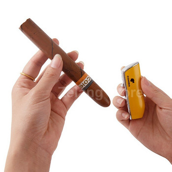 COHIBA Μεταλλικός αντιανεμικός Mini Pocket Αναπτήρας Πούρων 3 Jet Blue Flame Torch Αναπτήρες τσιγάρων με COHIBA Cigar LighterPunch Cigar
