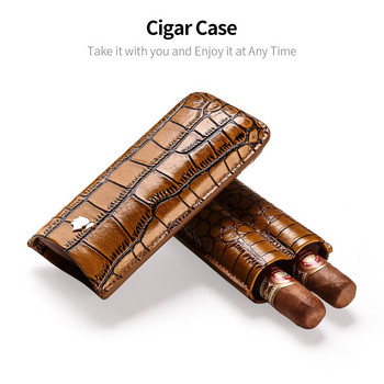Δερμάτινη θήκη για πούρο αγελάδας 2 Choiba Cigars Φορητή θήκη υγραντήρα ταξιδιού Χειροποίητη θήκη πούρων Αξεσουάρ καπνίσματος με κουτί δώρου