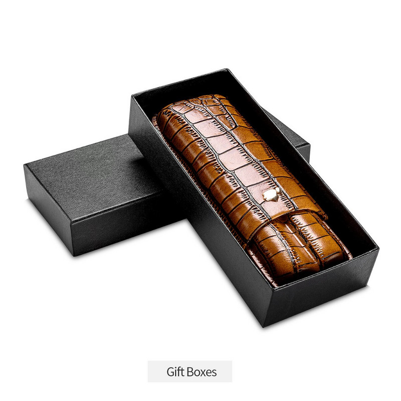 Govs ādas cigāru futrālis, 2 Choiba cigāru pārnēsājamais ceļojumu Humidor futrālis, rokām izgatavots cigāru futrālis, smēķēšanas piederumi ar dāvanu kastīti