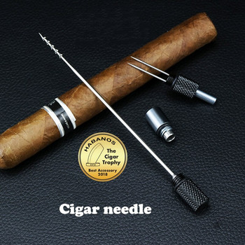 Преносим нож за пури Инструмент за усилване на тегленето на пури Драга Пробита кубинска ножица от неръждаема стомана Пунш Остри игли за пури с подаръчна кутия
